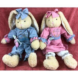 SHERPA BUNNY RABBITS Shelve Boy Girl Pair Long Legs Stuffed Animal 16"